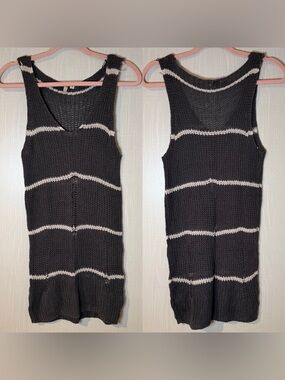 Nordstrom Hush Linen Distressed Open Knit Swim Coverup Mini Dress Medium